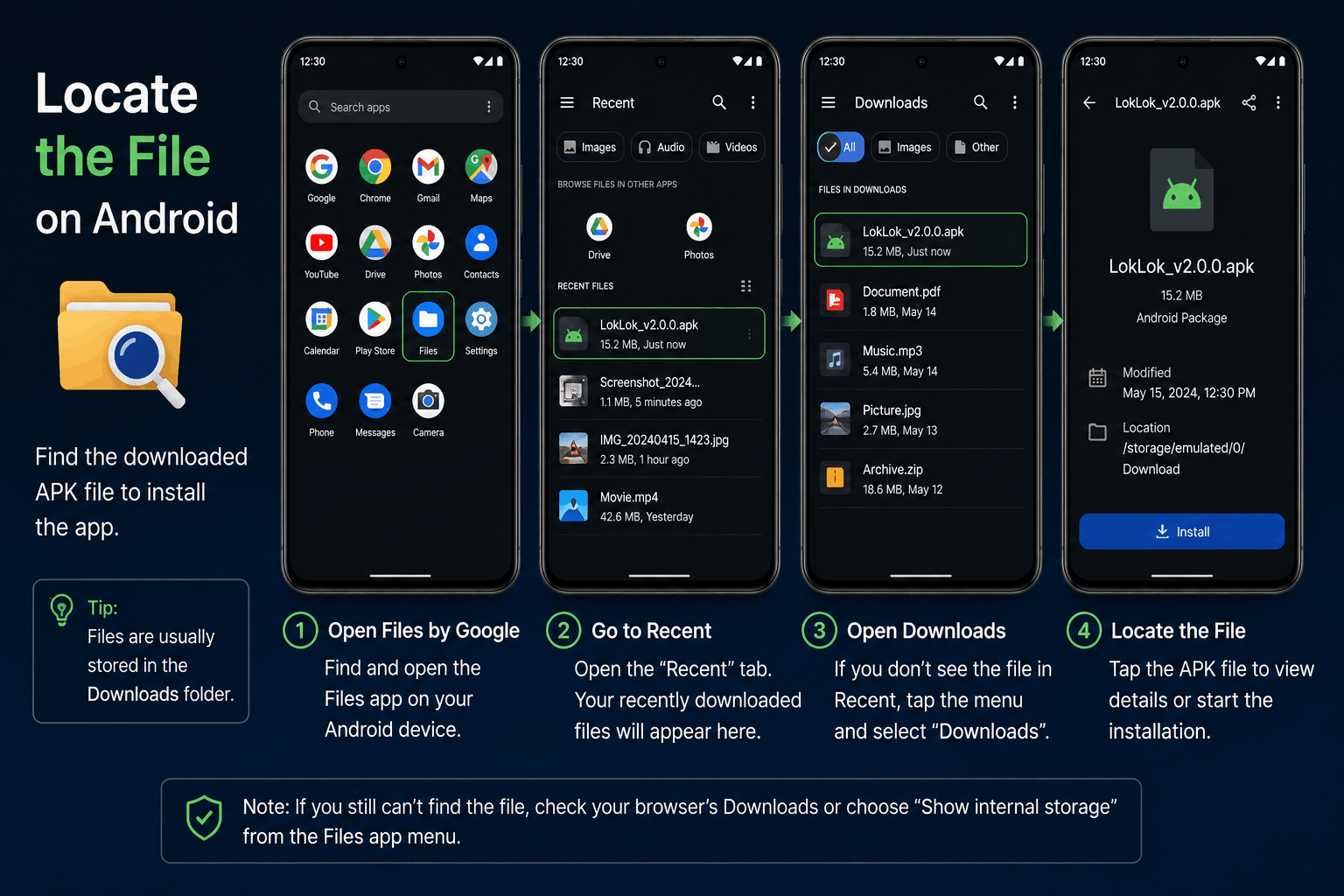 Locate APK file