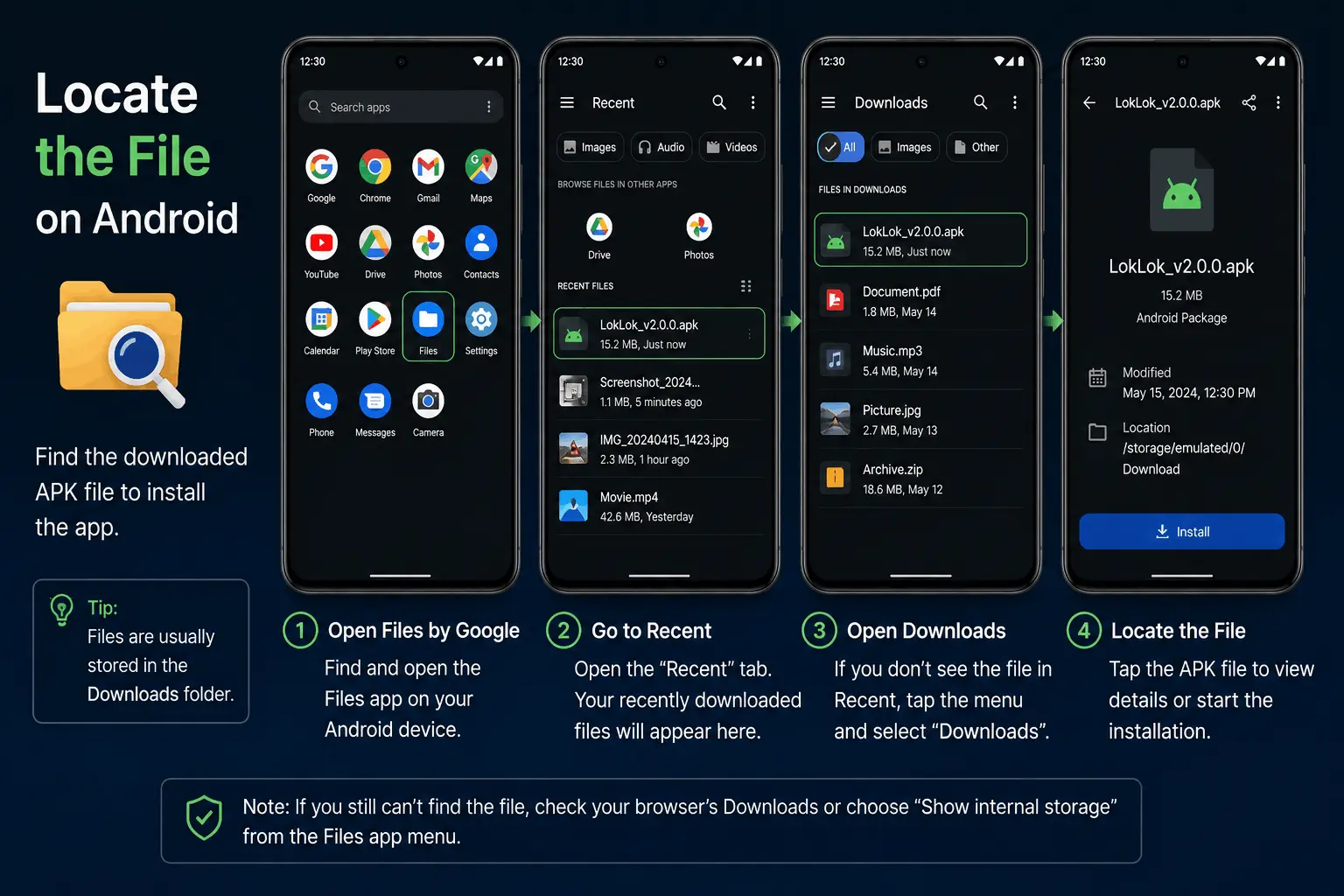 Locate APK file